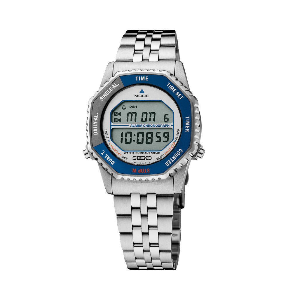 Seiko Rotocall Retro Digital Watch with Blue Accents #SMGG21