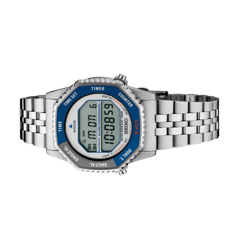Seiko Rotocall Retro Digital Watch with Blue  Accents #SMGG21