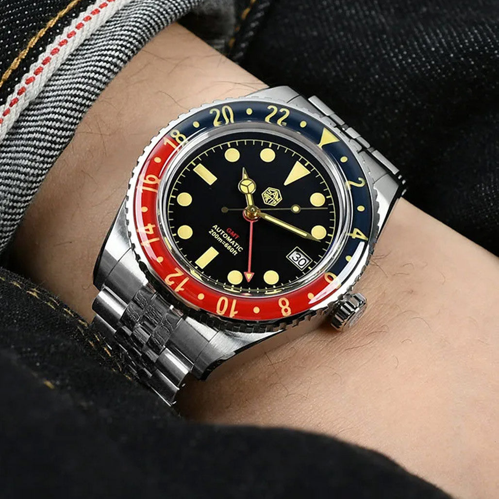 San Martin Automatic GMT Dive Watch with Pepsi Bezel #SN005-A