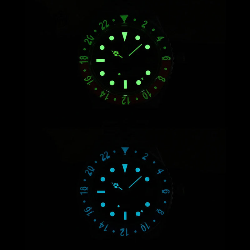 San Martin Automatic GMT Watch with Black Vintage Dial #SN005-B