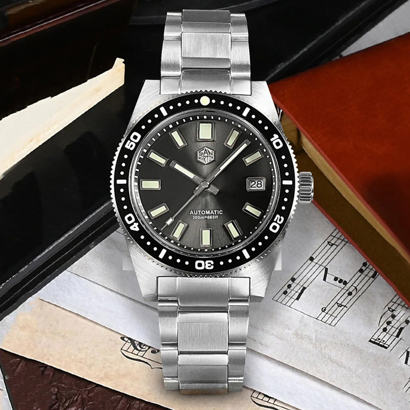 San Martin Automatic Dive Watch with Sunray Grey Dial #SN007-A