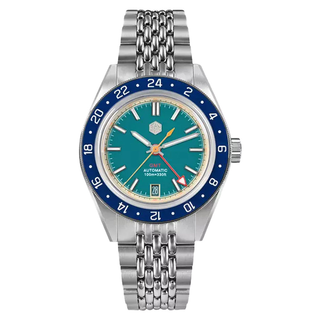 San Martin 39.5mm Automatic Sport GMT Watch with Blue Dial #SN0116
