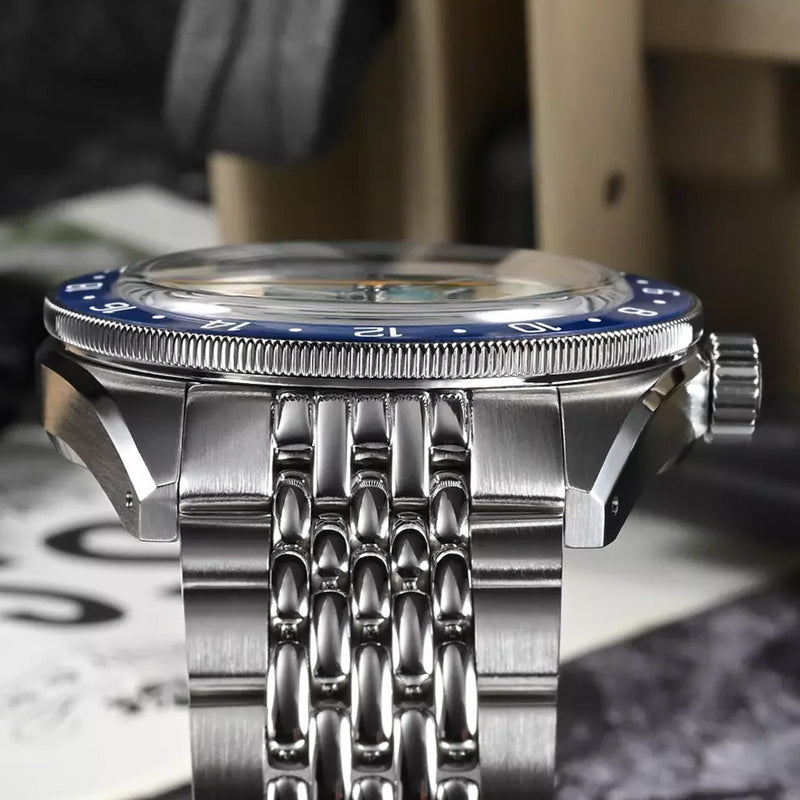 San Martin 39.5mm Automatic Sport GMT Watch with Blue Dial #SN0116-A