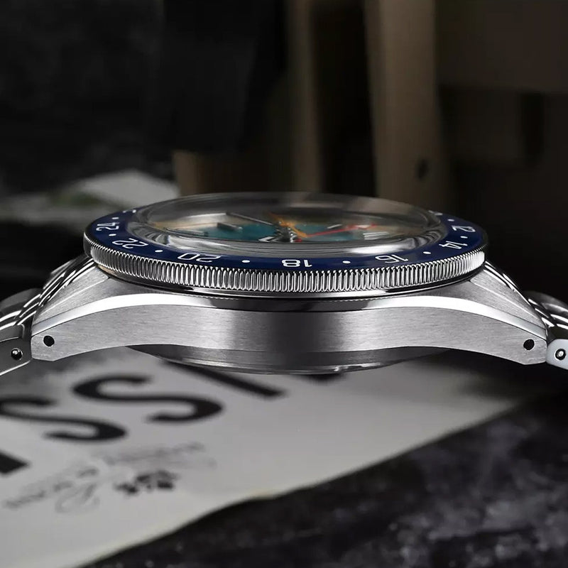 San Martin 39.5mm Automatic Sport GMT Watch with Blue Dial #SN0116-A