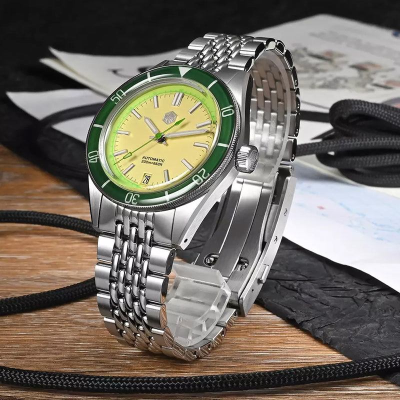 San Martin 39.5mm Automatic Dive Watch with Yellow Dial #SN0116-C