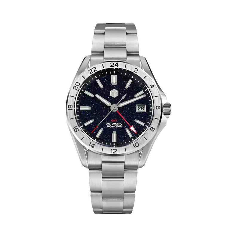 San Martin Automatic GMT Watch with Black Aventurine Dial #SN0129-B