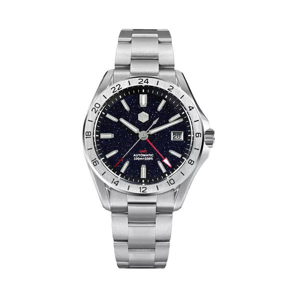 San Martin Automatic GMT Watch with Black Aventurine Dial #SN0129-B