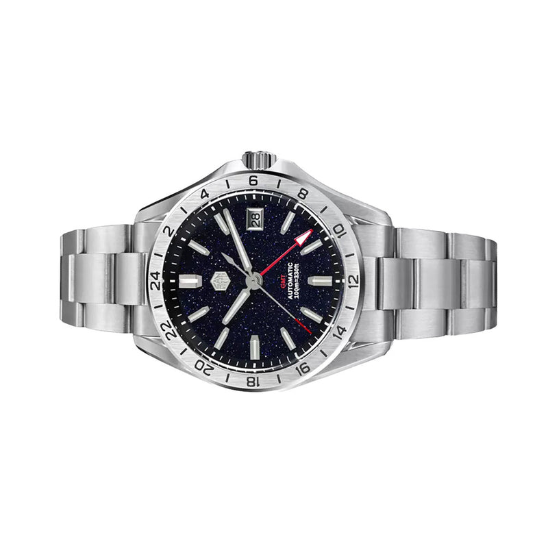 San Martin Automatic GMT Watch with Black Aventurine Dial #SN0129-B