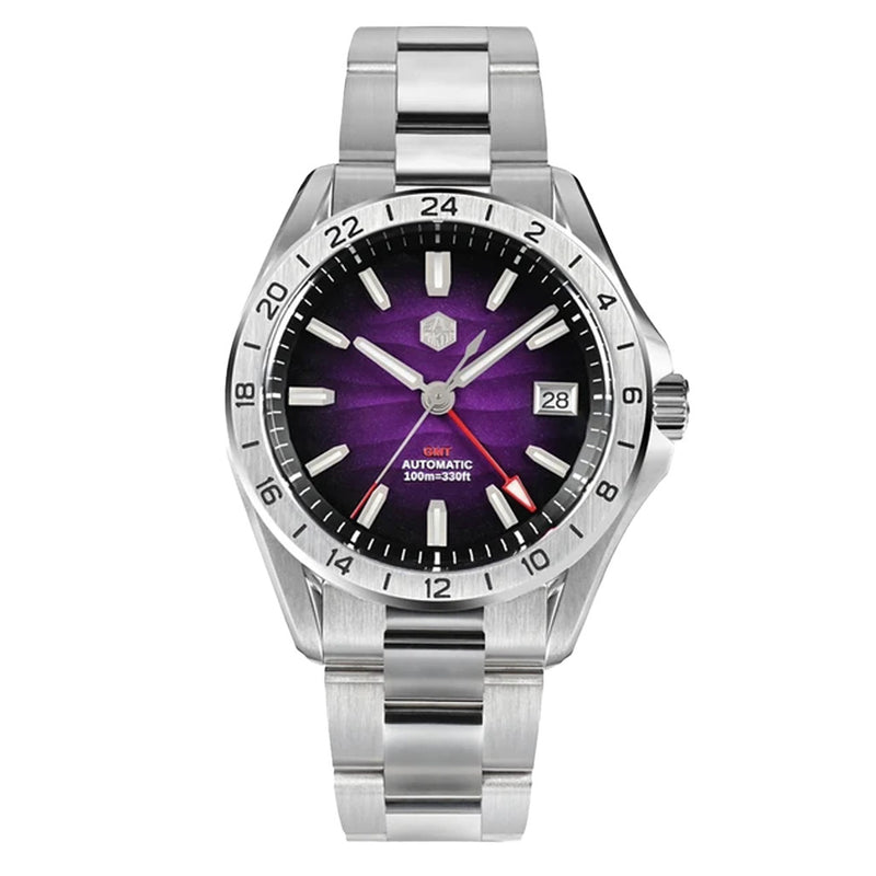 San Martin 39mm Automatic GMT Watch with Purple Sand Dial #SN0129-D