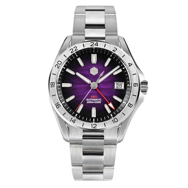 San Martin 39mm Automatic GMT Watch with Purple Sand Dial #SN0129-D