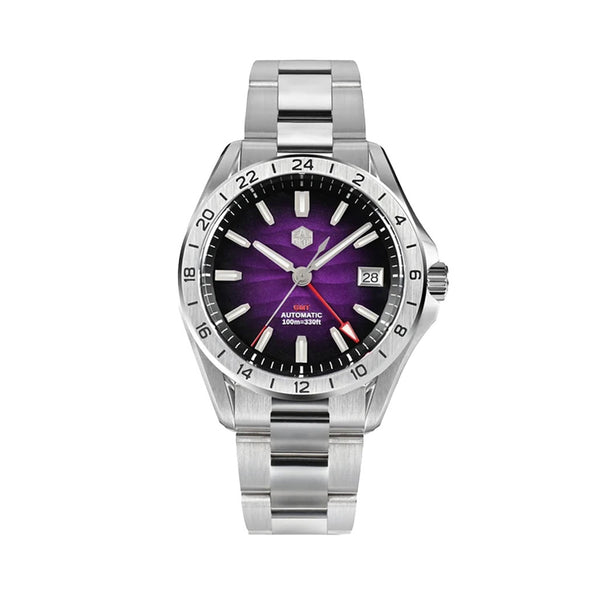 San Martin 39mm Automatic GMT Watch with Purple Sand Dial #SN0129-D