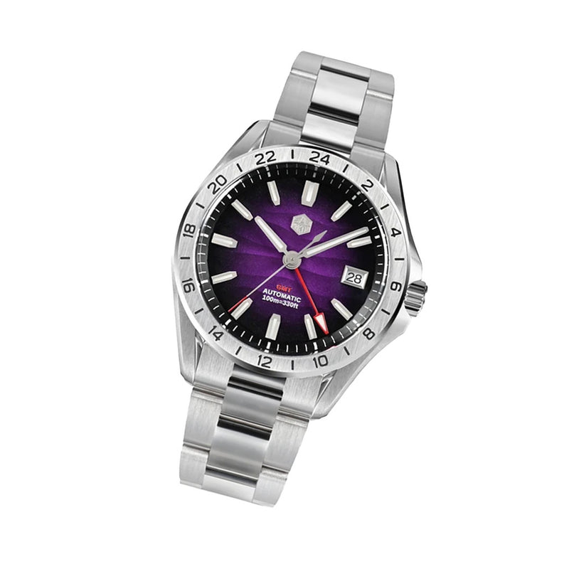 San Martin 39mm Automatic GMT Watch with Purple Sand Dial #SN0129-D