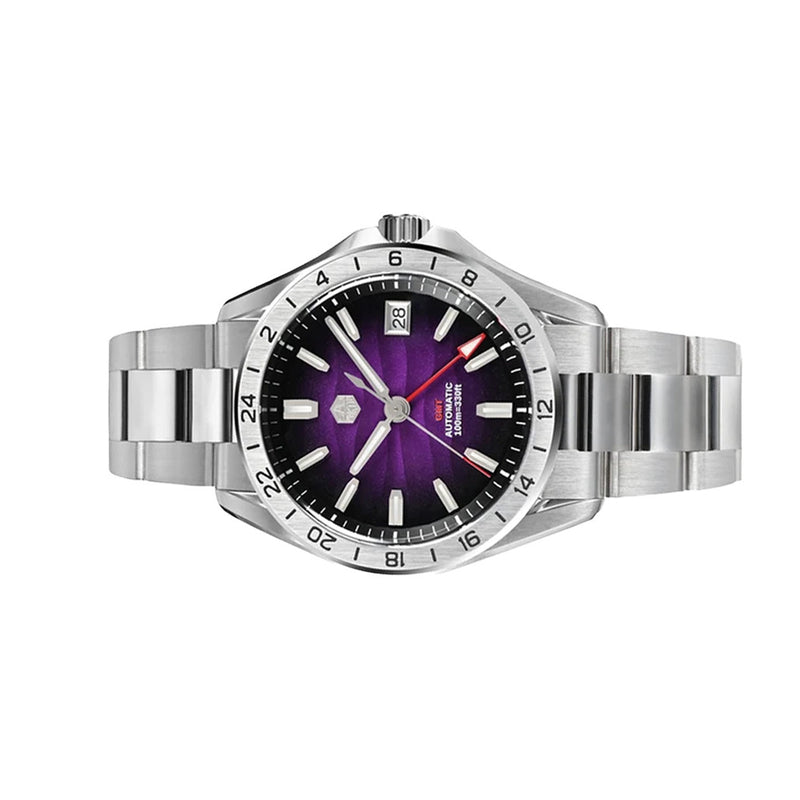 San Martin 39mm Automatic GMT Watch with Purple Sand Dial #SN0129-D