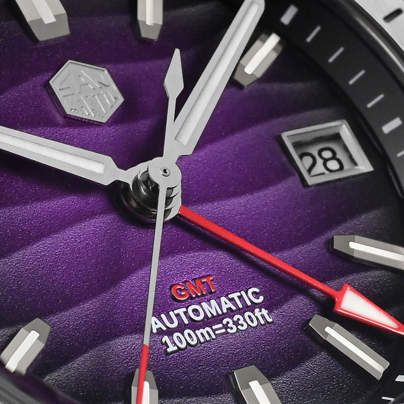 San Martin 39mm Automatic GMT Watch with Purple Sand Dial #SN0129-D