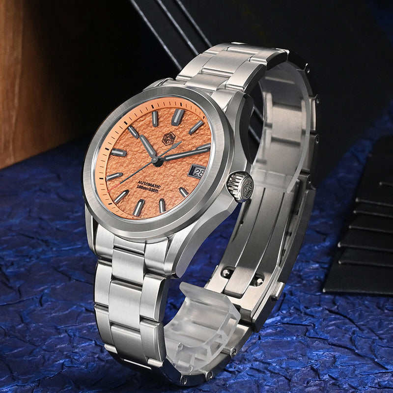 San Martin 39mm Automatic Watch with Salmon Sand Dial #SN0129-E