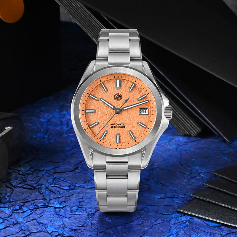 San Martin 39mm Automatic Watch with Salmon Sand Dial #SN0129-E