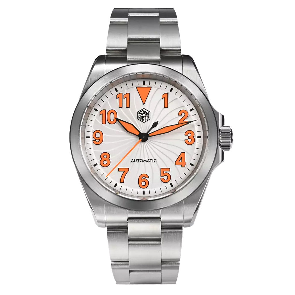 San Martin 39.5mm Automatic Sport Watch with White Turbine Dial