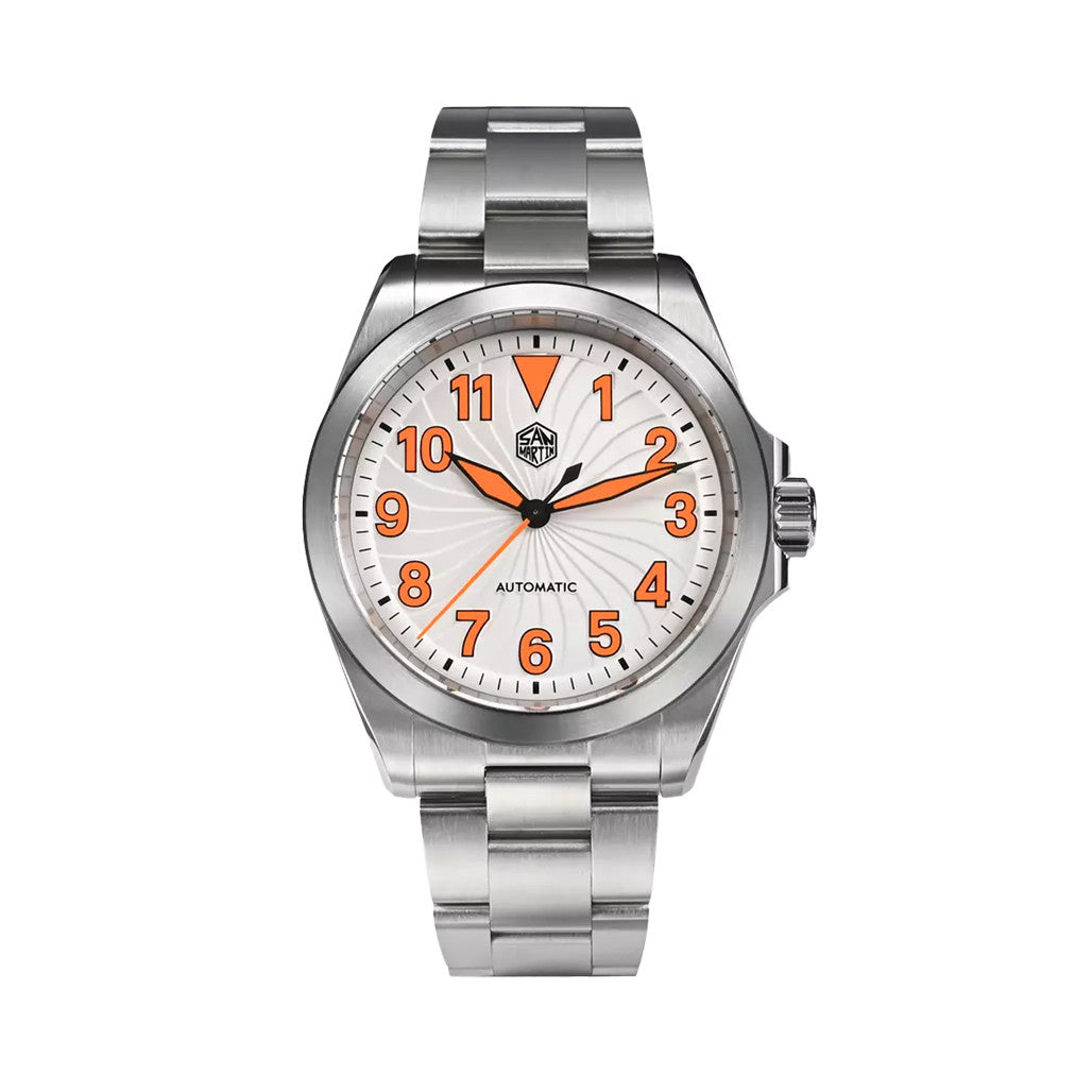 San Martin 39.5mm Automatic Sport Watch with White Turbine Dial