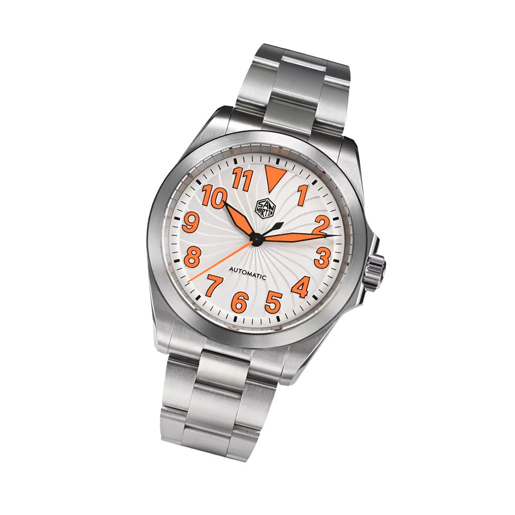 San Martin 39.5mm Automatic Sport Watch with White Turbine Dial