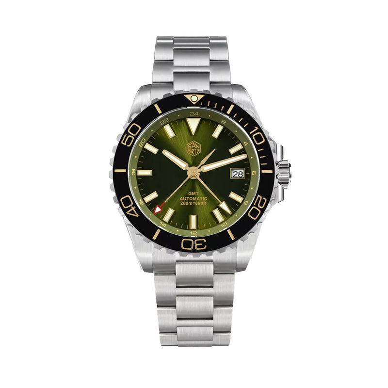 San Martin 39mm Automatic GMT Dive Watch with Green Dial #SN0136-A