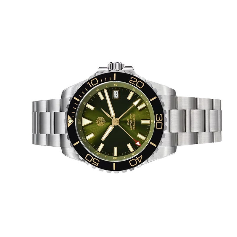 San Martin 39mm Automatic GMT Dive Watch with Green Dial #SN0136-A