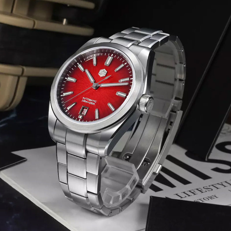 San Martin 42mm Dress Watch with Red Degrading Dial #SN0144-C