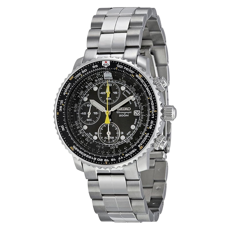 Seiko SNA411P1 Quartz Flight Chronograph Watch with Alarm Function