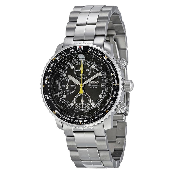 Seiko SNA411P1 Quartz Flight Chronograph Watch with Alarm Function