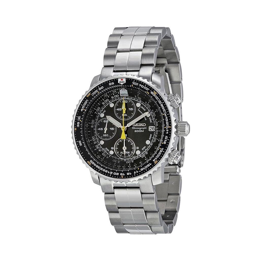 Seiko SNA411 SNA411P SNA411P1 Quartz Flight Chronograph Watch with