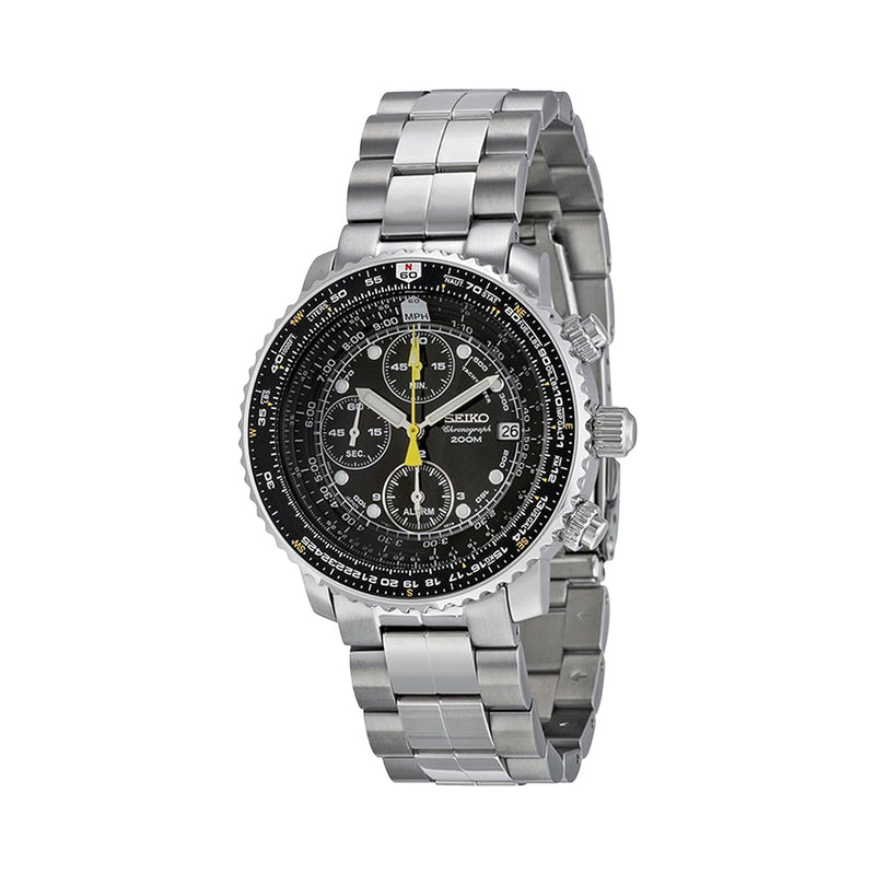 Seiko SNA411P1 Quartz Flight Chronograph Watch with Alarm Function