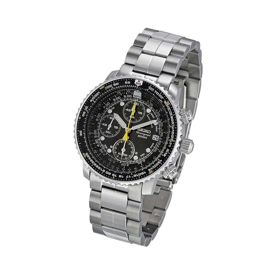 Seiko SNA411 SNA411P SNA411P1 Quartz Flight Chronograph Watch with