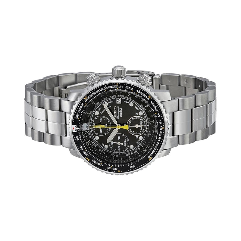 Seiko SNA411P1 Quartz Flight Chronograph Watch with Alarm Function