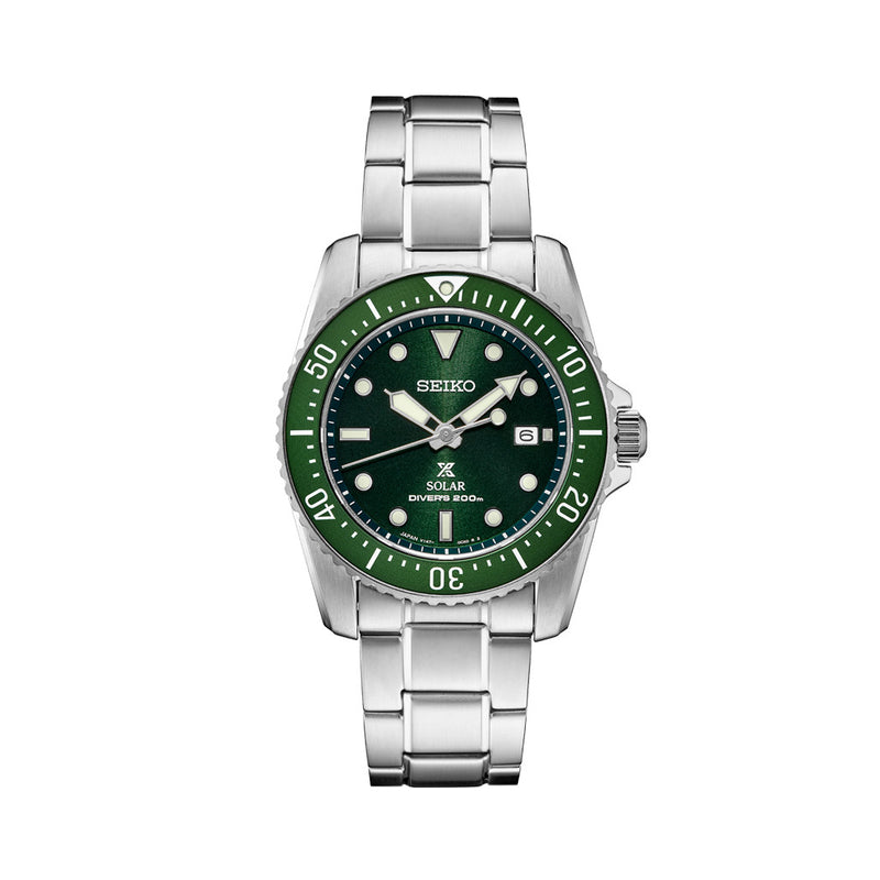 Seiko 38mm Prospex Green Dial Solar Dive Watch #SNE583