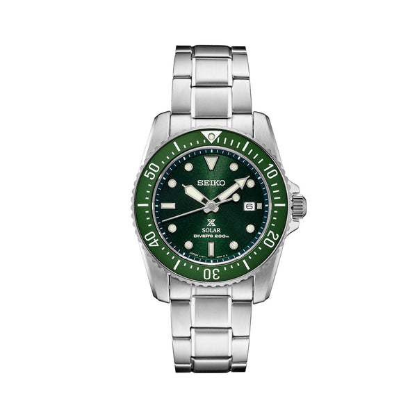 Seiko 38mm Prospex Green Dial Solar Dive Watch #SNE583