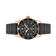 Seiko 38mm Prospex Black Dial Solar Dive Watch with Rose Goldtone Case #SNE586 Side