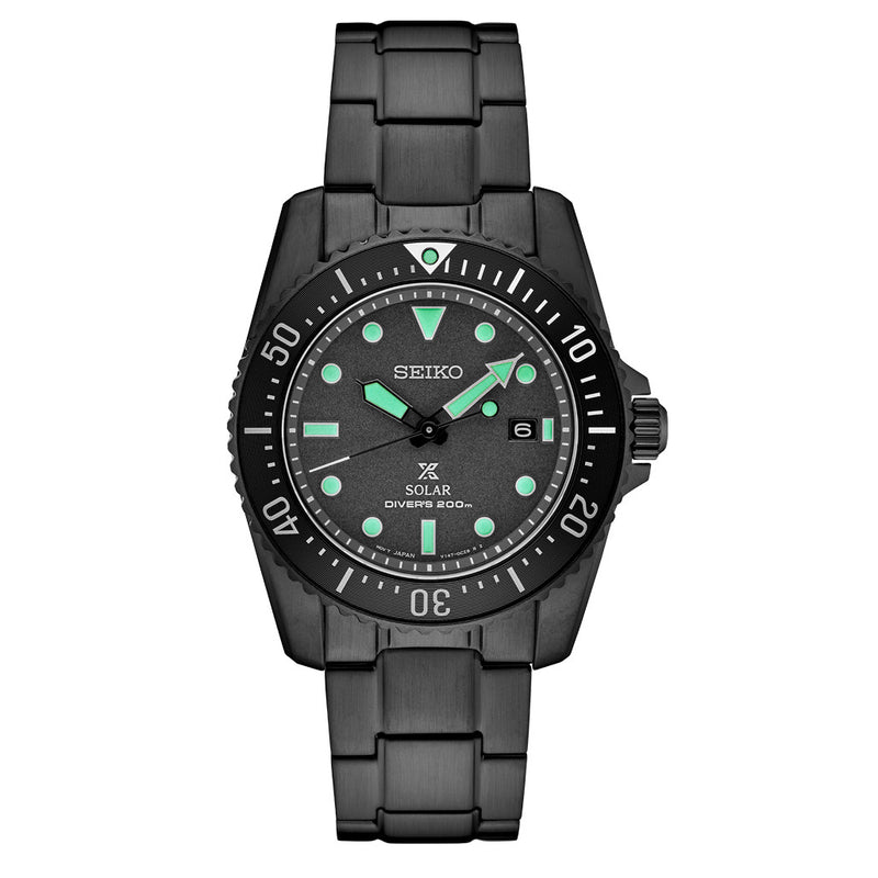 Seiko Prospex Black Series Limited Edition Night Vision Solar Diver #SNE587 zoom