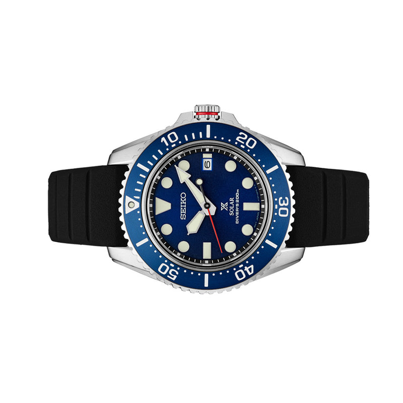 Seiko Prospex Solar Dive Watch with Sapphire Crystal and Blue Dial #SNE593 side