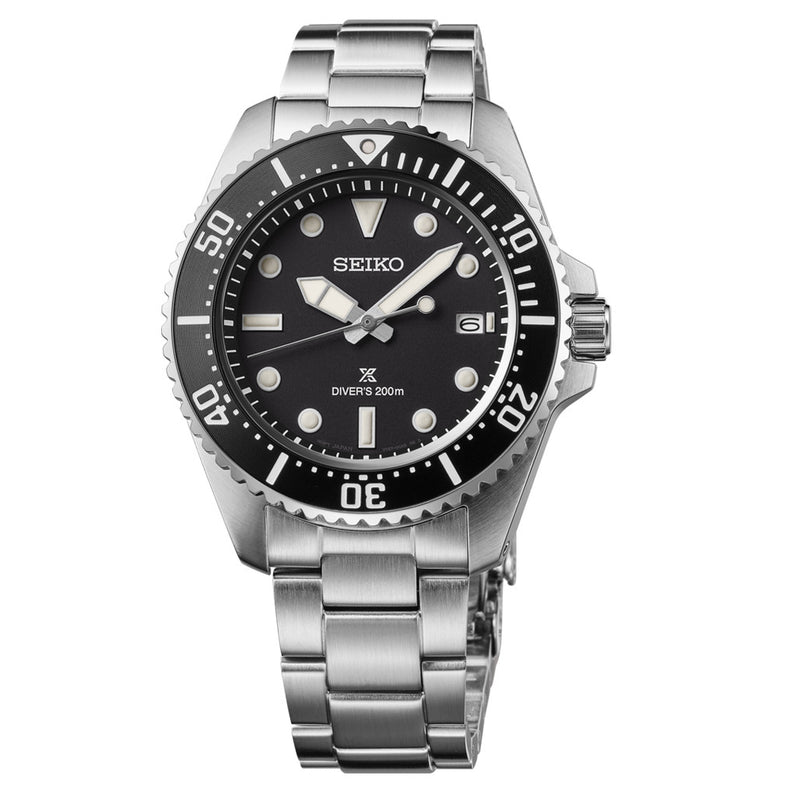 Seiko 41mm Prospex Black Dial Solar Dive Watch #SNE597