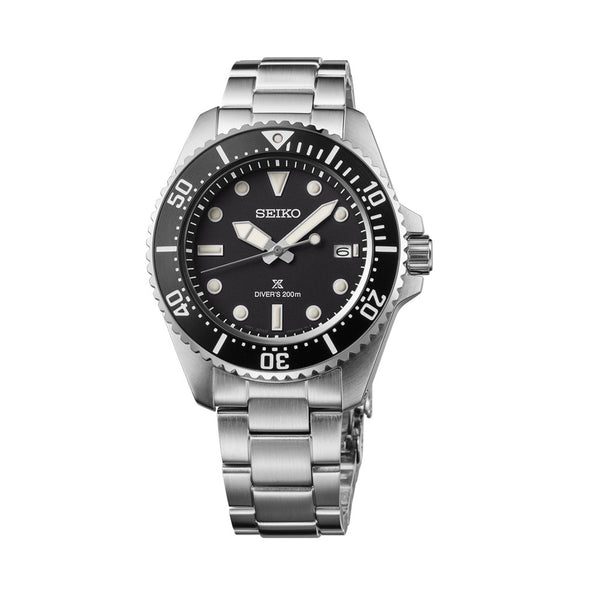 Seiko 41mm Prospex Black Dial Solar Dive Watch #SNE597