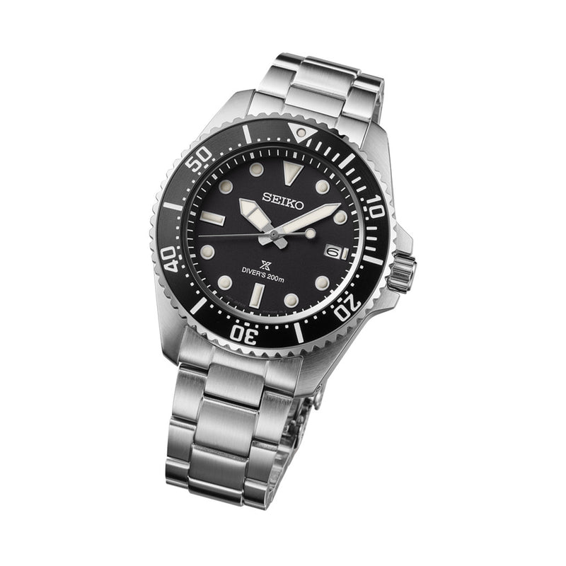 Seiko 41mm Prospex Black Dial Solar Dive Watch #SNE597