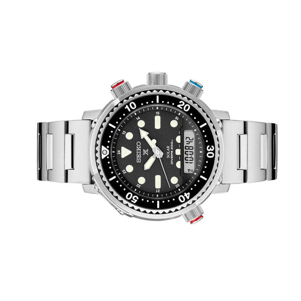 時計 SEIKO SNJ033 Seiko Prospex Solar Analog-Digital Dive Watch with Depth Meter
