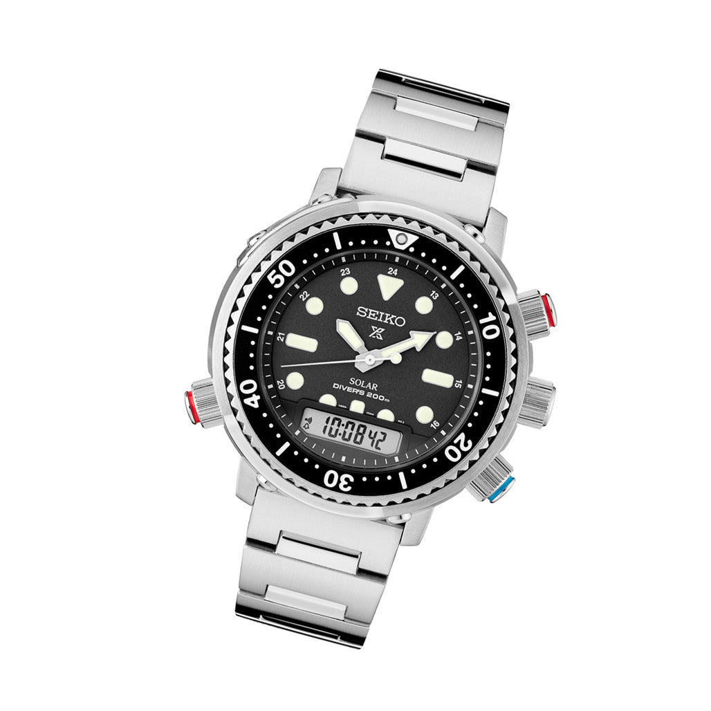 Seiko Prospex Solar Analog-Digital Dive Watch with Depth Meter