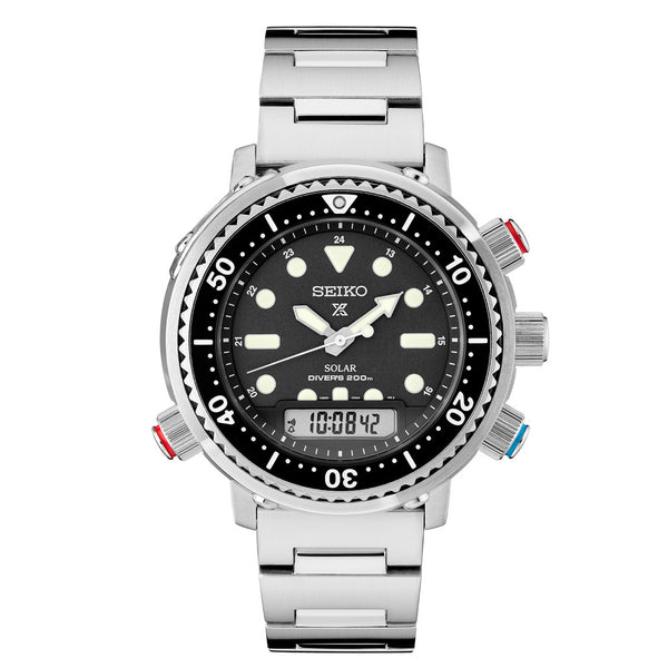 Seiko Prospex Solar Analog-Digital Dive Watch with Depth Meter, Water Temp and Dive Log Functions #SNJ033 zoom