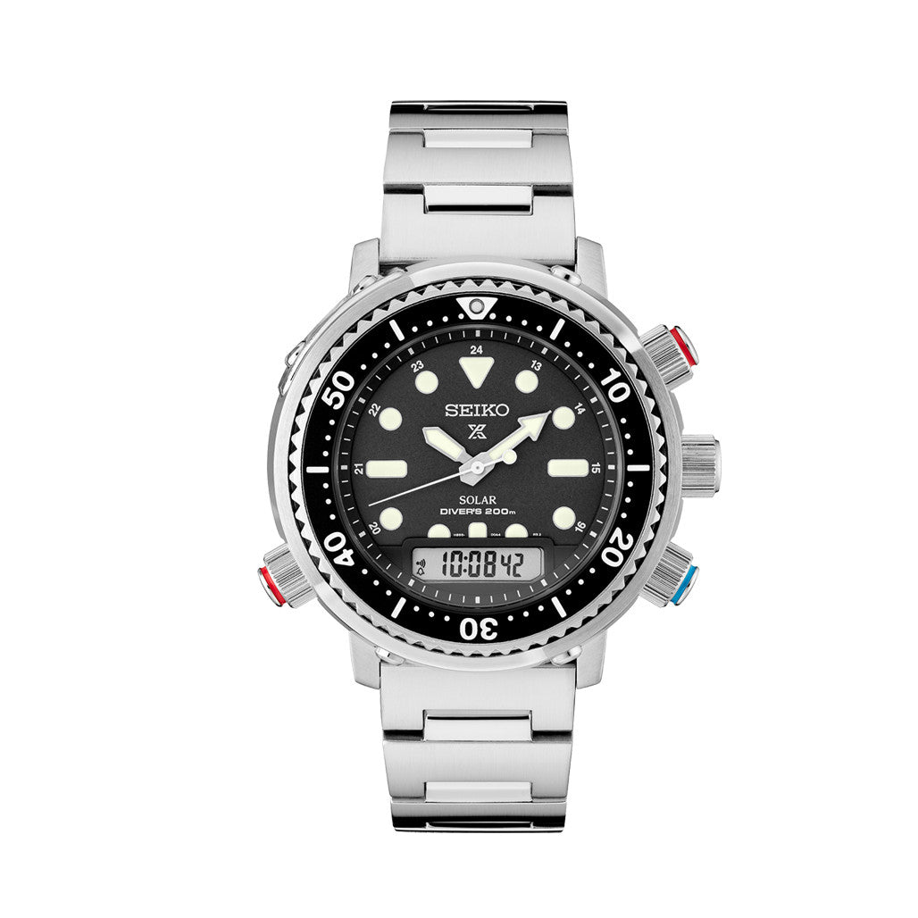 Seiko Prospex Solar Analog-Digital Dive Watch with Depth Meter