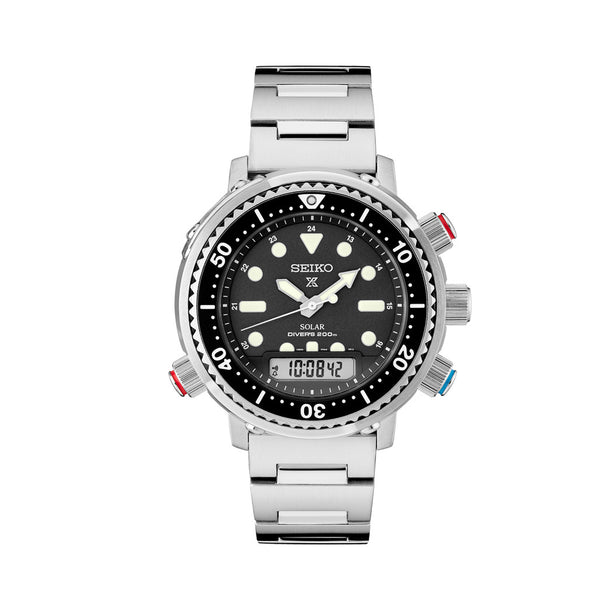 Seiko Prospex Solar Analog-Digital Dive Watch with Depth Meter, Water Temp and Dive Log Functions #SNJ033