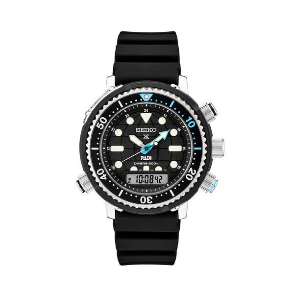 Seiko Prospex PADI Solar Analog-Digital Dive Watch with Depth Meter, Water Temp and Dive Log Functions #SNJ035