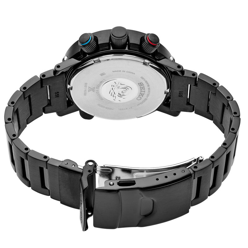 Seiko Prospex Limited Edition Black Analog-Digital Dive Watch Depth Meter, Water Temp and Dive Log Functions #SNJ037 back