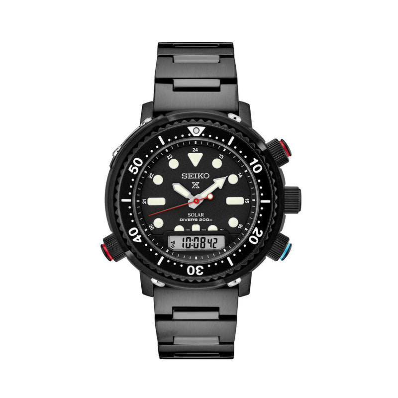 Seiko Prospex Limited Edition Black Analog-Digital Dive Watch Depth Meter, Water Temp and Dive Log Functions #SNJ037