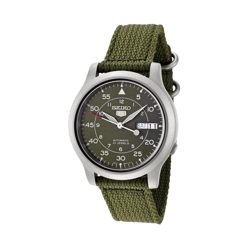 SEIKO 5 SNK805 自動巻き 腕時計 ミリタリー カーキ Seiko 5 Military Green Dial Automatic Watch with Green Canvas