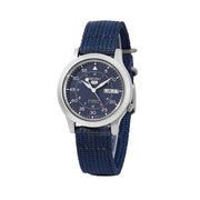 Seiko 5 Military Blue Dial Automatic Watch with Blue Canvas Strap #SNK807K2